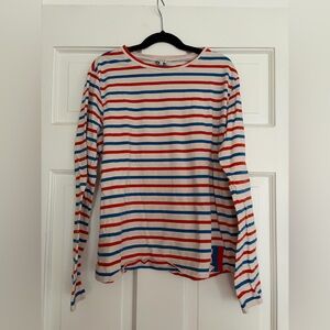 KULE Striped Long Sleeve Tee in Red, Blue & Cream